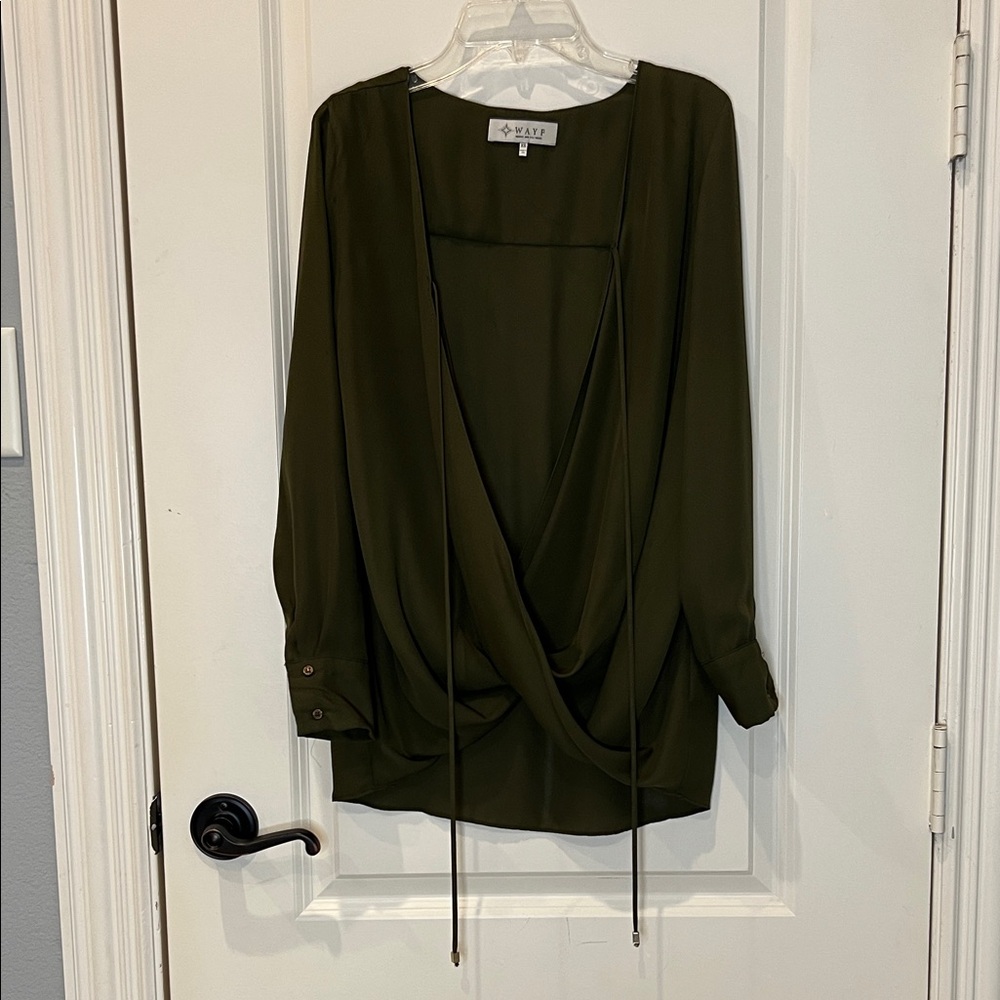 Wayf Olive Drape Blouse